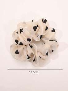 2pcs Heart Print Hair Scrunchies, Cute Valentine's Day Hair Ties - Multicolor - View 2