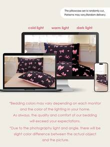 2个粉色蝴蝶结印花枕套（不含枕芯），面料柔软，适合日常客厅、卧室装饰、沙发靠垫套、汽车靠垫套，四季皆宜。适用于家庭和宿舍床上用品，通过Oeko-Tex认证。 - 彩色 - 查看 8