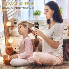 ZMD 2PC Curved Vented Detangling Hair Brush, Boar Bristles Curly Hair Brush, Wet Dry Detangler Hair Brushes For Women/Men/' Long, Thick, Thin, Curly & Tangled Hair (Pink & Black) - 黑與白 - 查看 7