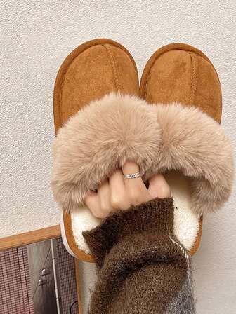 여성용 경량 플랫 캐주얼 홈 슬리퍼, 패셔너블한 한국 스타일 플러시 따뜻한 신발, 가을/겨울 신상