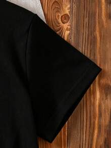 Young Boy Letter Graphic Print Short Sleeve Casual T-Shirt - Black - View 5