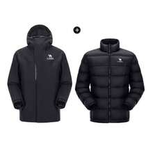 CAMEL CROWN Men's Outdoor Shell Jacket Autumn/Winter Champion: Kai Jia ICON Goose Down Liner Shell Jacket Three-In-One Waterproof Outerwear - Phantom Black - View 2