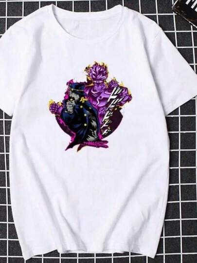 Men's Anime Print T-Shirt Jojos Bizarre Adventure T Shirt Unisex Harajuku Streetwear Tshirts Hip Hop Casual Japanese Style Tees2