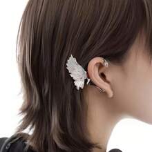 Creative Angel Wings Ear Cuff With Rhinestones, Feather Fairy Portable Hair Comb And Earrings, Integrated Personality Ear Clip - 2 - View 3