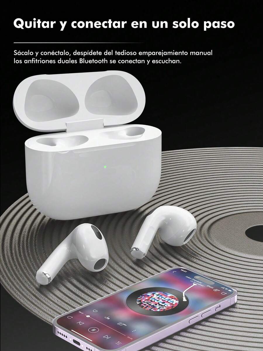 MOREBEAUTY Auriculares Bluetooth OEM Audífonos inalámbricos Audífonos Bluetooth, GPS de tercera generación compatible con iP-ho-ne y An-dro-id, admite carga inalámbrica Magsafe