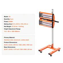 Lámpara de curado por infrarrojos , 2200 W, temporizador de 1 a 60 min, luz de curado para automóvil con calentamiento automático y soporte, área de horneado de 5,17 pies cuadrados, calentadores para cabina de horneado por aspersión, secador de pintura para reparación en el lugar, secado de motores - 2200 W - Ver 7