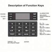 Heo đất điện tử kỹ thuật số với chức năng tiết kiệm tiền thật, mô phỏng thẻ ghi nợ, nhận diện tiền giấy và tiền xu, máy tính số dư, khóa mật khẩu, ngân hàng tiền xu điện tử, tiết kiệm kỹ thuật số, tiết kiệm cho người lớn, bộ đếm tiền xu, bảo vệ bằng mật khẩu, truy cập bằng thẻ ghi nợ, hiển thị số dư kỹ thuật số, nhận diện tiền tệ tự động. - Nhiều màu - Xem 9