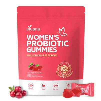Women's Body Care Cranberry Probiotic Vegan Gummies 60Pcs