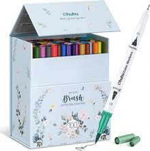 Ohuhu Markers For Adult Coloring Books No Bleeding 100 Colors Coloring Markers Water-Based Dual Tips Fineliner & Brush Drawing Pens Art Pens For Adults Sketch Journal - Maui - White - 100色 - 查看 1