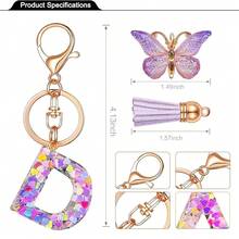 JINGUAZI Initial Letter Keychains For Women Tassel Butterfly Pink Purple Cute Car Keychain For Wallet Backpack Bag Charm{Inchcolor_nameinch:InchD-Purpleinch} - D-紫色 - 查看 4