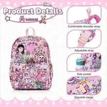 Tokidoki Unicorno Backpack School Bag Large Capacity Portable Travel Backpack Casual Daypack Cartoon Travel Bag - 粉色 - 查看 6