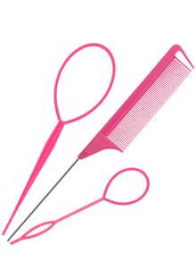 Hair Styling Tool Set - 3 Pcs French Braid Tool, Rat Tail Comb, And Metal Braiding Pin In - Multicolor - View 10