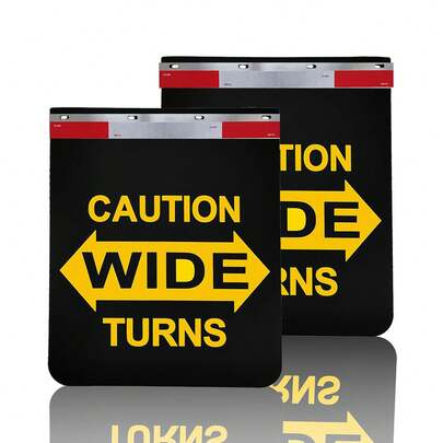 24"X30" Mud Flaps And 24"X3" Straight Aluminum Reflective Strips For Semi Truck Trailer Heavy-Duty Mudguards Black 2 Pairs