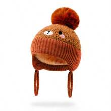 Cute Pom Pom Knitted Beanie Hat, European & American Style Newborn Infant Warm Windproof Pullover