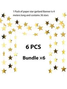 1/2/6/10个装闪光星星花环横幅，金色和闪亮银色纸花环悬挂装饰，闪亮银色星星三角旗横幅背景，闪光星星悬挂三角旗横幅背景，适用于摄影道具、家居装饰、墙面装饰、万圣节、圣诞节、母亲节、复活节、夏季婚礼、生日派对用品