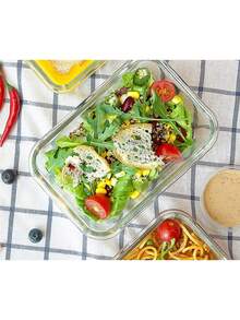 3pcs/Set 360/630/1030ml Food Storage Containers - Meal Prep Containers For Office, Back To School, Portable, Outdoor Lunch Glass Food Storage Containers With Lids, Stackable, Airtight Glass Meal Prep Containers, Freezer To Oven , Upgraded Snap Lock Transparent Food Salad Fruit PET Bento Lunch Boxes - Multicolor - View 6