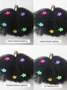 1 kẹp tóc hoa cho bé búi tóc Afro phồng mềm mại Marley Kinky cho bé gái kèm thun co giãn - màu đen - Xem 8
