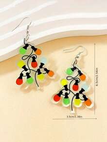 1 Cặp bông tai Acrylic trong suốt họa tiết hoạt hình phong cách Hip-Hop Giáng sinh nhiều màu sắc, thích hợp cho các bữa tiệc, kỳ nghỉ, hẹn hò và làm quà tặng cho bạn bè - Nhiều màu - Xem 5