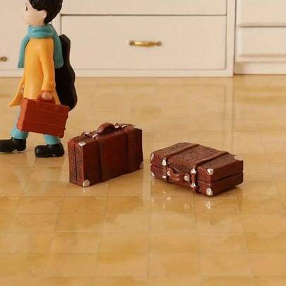 4pcs Vintage Mini Suitcase Model, Resin Material Prop, Photography Prop, Home Decor, Model Scene Decoration, Dollhouse Furniture, Mini Suitcase, Dollhouse Accessories, Small Gift, Home Decor