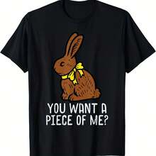Chocolate Bunny Do You Want Piece Of Me Funny Easter Rabbit T-Shirt - Black - View 1
