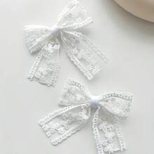 Elegant Sweet Lace Bow Hair Clips Women, Set Of 2, Fashion Simple Solid Color Bowtie Barrettes, Bowknot Lace Hair Accessories Girls 14+, Assorted Styles - Nhiều màu - Xem 1