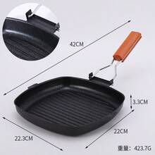 Breakfast, Rice, Slate Steak, Frying Pan, Striped Non-Stick Pan, Household Flat Pan, Multi-Function Gas Stove Gift Pot - Black - View 14