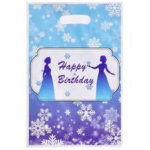 10/20/50个装冬季雪花生日礼物袋 冰雪奇缘主题生日派对礼品袋 蓝色和紫色雪花图案带提手糖果袋，适用于冰雪奇缘主题生日派对装饰、冬季仙境派对用品、冰雪公主派对礼品包装袋 - 藍色 - 查看 5
