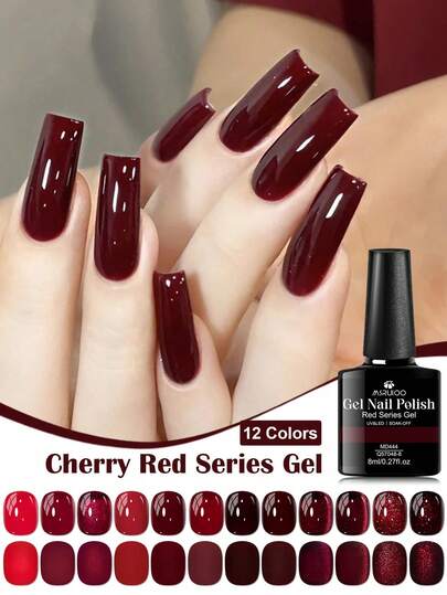  MSRUIOO Vernis à ongles gel rouge vin 8ml, 2 couleurs super brillantes créées - rouge rubis magnétique pour chat, gel pour les ongles longue tenue, facile à appliquer, à décaper, convient pour la manucure, l'art des ongles et l'utilisation en salon