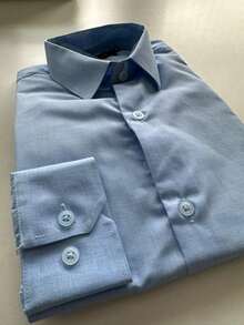 Men's Premium Linen-Type Long-Sleeve Slim Fit Structured Executive Work Shirt | Linen Print Dress Shirt - Light Blue - View 10