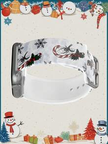 1pc Christmas Print Silicone Watch Band, Compatible With Apple Watch Bands, Size 38mm, 40mm, 41mm, 42mm, 44mm, 45mm, 49mm (S10 42mm, S10 46mm), Fashionable Soft Silicone Sports Watch Strap, Compatible With Series 11 Ultra, SE3 Ultra, S10 Ultra, SE2, S10 ... - Multicolor - View 5