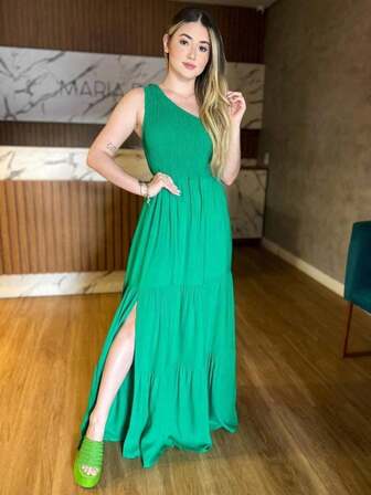 VESTIDO LONGO NULA MANGA VERÃO ELASTEK VISCOLINHO FESTA