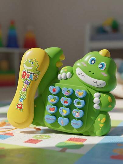 Teléfono De Juguete De Dinosaurio Con Luces Y Sonido, juguete educativo infantil, teléfono interactivo dinosaurio, regalos para niños, juegos electrónicos creativos, juguetes luminosos para desarrollo y diversión escolar