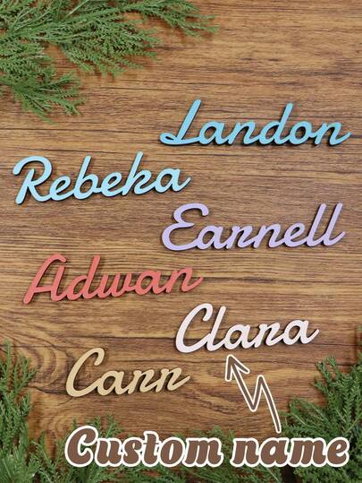 Custom Name Sign, Personalized Names For Decoration, Wooden Name Tags, Customized Wooden Decoration, Wooden Wedding Name Tags, Customizable Christmas Gifts 2025, Christmas Decorations, Christmas Decor, Christmas, Personalized Fridge Magnets, Gift Box Label, Door/Plate/Wall Decoration, Home Decor,Home Decor Living Room