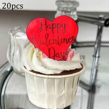 5个/10个/20个金色亚克力情人节蛋糕装饰摆件，求婚甜品桌心形装饰品 - 彩色 - 查看 25