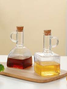 1/3个 350毫升透明玻璃油瓶，带盖、提手，耐热酱油/醋容器，野餐调味罐，厨房用品 - 彩色 - 查看 8