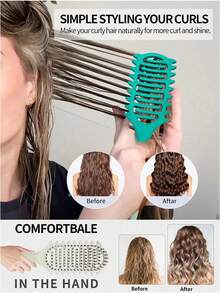 1 Brand New Upgraded Curling Comb Hollow Comb, Using Special Bristles And Structure, Suitable For All Hairstyles, Reducing Hair Loss, Pulling And Splitting, Suitable For Both Men And Women, Can Easily Create Curly Hair Styling, Hair Care Products, Suitable For Hair Salons, Daily, Back To School, Travel Essentials And Other Occasions - Multicolor - View 2