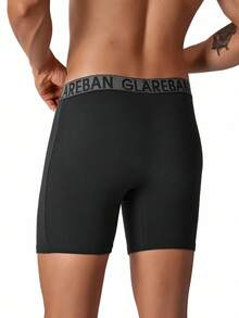 4 piezas Mediano Largo calzoncillos bóxer de algodón para hombre, ropa interior masculina, cómodos, deportivos. - Negro - Ver 6