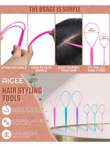 Hair Styling Tool Set - 3 Pcs French Braid Tool, Rat Tail Comb, And Metal Braiding Pin In - Multicolor - View 7