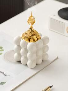 1 pieza Soporte de vela en forma de cubo geométrico de resina en color dorado/blanco/negro, decoración del hogar creativa, regalo del Día de San Valentín - Multicolor - Ver 7