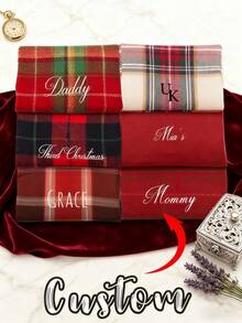 1pc Personalized Personalized Christmas Scarf, With Print Name Birthday Anniversary Gift ,Daily Use Fashionable, Colorful, Vintage, Contracted, Stylish, Fall Fashion, Old Money Custom, Personalized, Unique, Customized Ideal Gifts - Multicolor - View 1