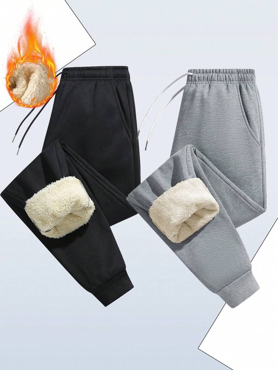 女士冬季保暖抓绒运动裤 - 高腰弹力腰带运动休闲裤，适合跑步、瑜伽等运动