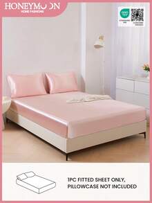 1件浅粉色丝滑缎面床笠，适用于15-17英寸厚的床垫，柔软透气，抗皱，提升睡眠质量，奢华酒店风格，全包式松紧带，深口袋设计，适用于单人床、双人床、大号床、特大号床。适合家庭和宿舍使用，通过Oeko-Tex认证。 - 淺粉色 - 查看 2