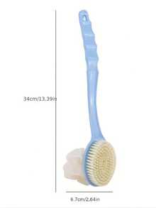 双面沐浴刷，采用柔软黄瓜纤维和刷毛——深层清洁背部和足部磨砂刷，温和去角质身体和面部磨砂刷，粉色，适用于背部和足部护理，符合人体工程学设计，经久耐用，适合家庭SPA，小巧便携 - 彩色 - 查看 4