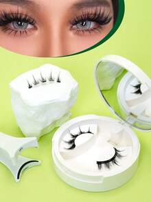 Bộ 1 cặp mi giả từ tính CC uốn cong, bao gồm dụng cụ gắn mi, có thể tái sử dụng, kiểu hoạt hình tự nhiên, mi giả mềm mại, cong vút kiểu mắt mèo, mi giả dạng dải, mi giả mềm mại, cong vút tự nhiên, giúp mi dài hơn, cong hơn, làm to mắt, phù hợp cho phụ nữ khi đi du lịch, dự tiệc, v.v., mi giả thiết kế hỗn hợp tự nhiên, mi giả. - màu đen - Xem 7