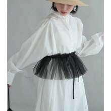 1pc Tulle Pleated Mini Skirt, Lace Shawl With Tie, Kawaii Ballet Style - Multicolor - View 9