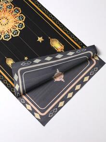 1件斋月卡里姆桌旗，斋月房间装饰餐桌布，开斋节礼物，伊斯兰家居装饰桌旗，斋月厨房装饰，斋月餐桌装饰，斋月装饰，开斋节装饰，斋月餐桌中心装饰，斋月礼物，开斋节装饰，斋月房间装饰，斋月派对用品 - 黑金B款 - 查看 6