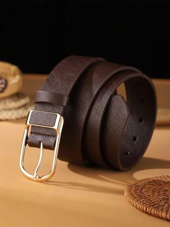 1pc Men's Black Pin Buckle Leather Belt, Casual S Waist Bel T Old Money Vintage Autumn/Fall Urban Outfit Classic Christmas Winter Fashion Daily Men Boyfriend Gift
