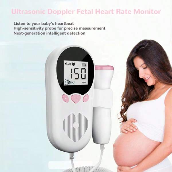 1 pieza Doppler fetal, Estetoscopio para el embarazo para el hogar, Monitor de frecuencia cardíaca fetal Doppler de alta sensibilidad de 3.0 Hz y precisión