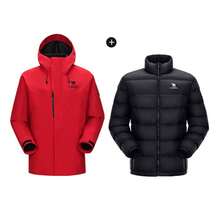 CAMEL CROWN Men's Outdoor Shell Jacket Autumn/Winter Champion: Kai Jia ICON Goose Down Liner Shell Jacket Three-In-One Waterproof Outerwear - Dazzling Red - View 2