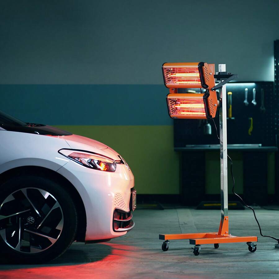 Lámpara de curado por infrarrojos , 2200 W, temporizador de 1 a 60 min, luz de curado para automóvil con calentamiento automático y soporte, área de horneado de 5,17 pies cuadrados, calentadores para cabina de horneado por aspersión, secador de pintura para reparación en el lugar, secado de motores - 2200 W - Ver 1